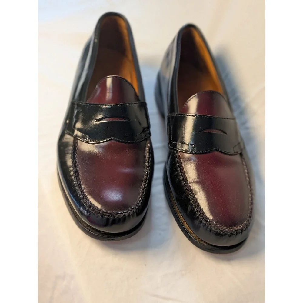 GH Bass Weejuns Mens Penny Loafers Black Burgundy Leather 11.5 D 1936 640